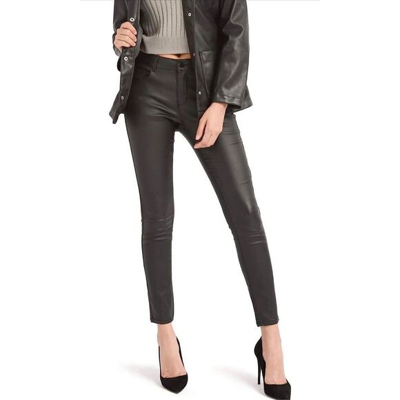 NEW Faux Vegan Leather Pants Skinny Stretch Pants Pockets M - Picture 1 of 6